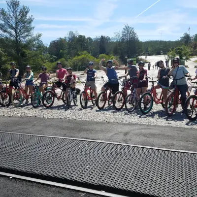 a group of people in a park